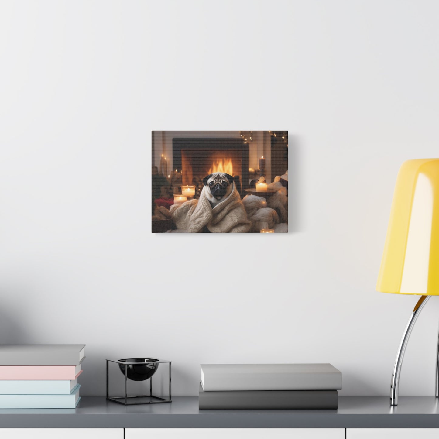 Pug Canvas Art, Cozy Wall Decor for Dog Lovers, Perfect Gift for Pet Owners and Christmas decoration, Home Sweet Home