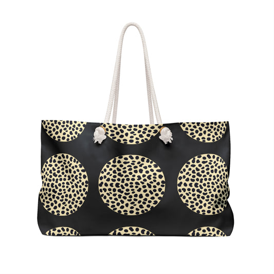 Black Polka Dot Cheetah Weekender Bag for Travel & Leisure