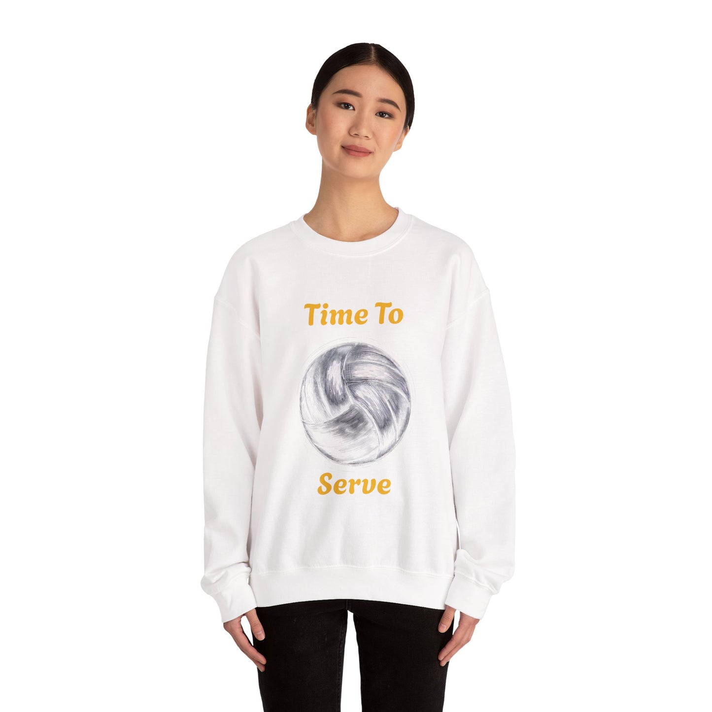 Volleyball Crewneck Sweatshirt - "Time to Serve"