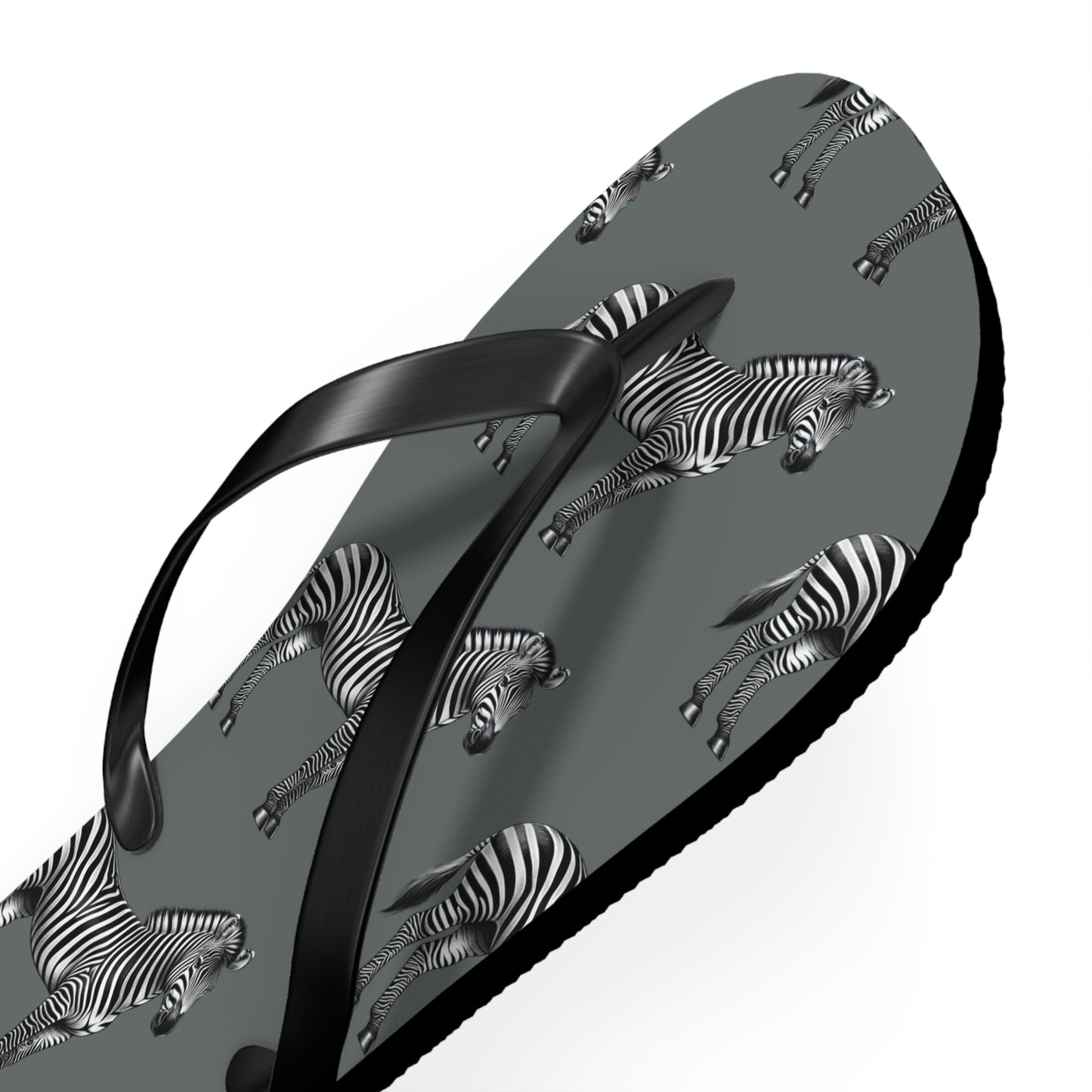 Zebra Flip Flops - Vibrant Purple Water Lily Design for Summer Vibes