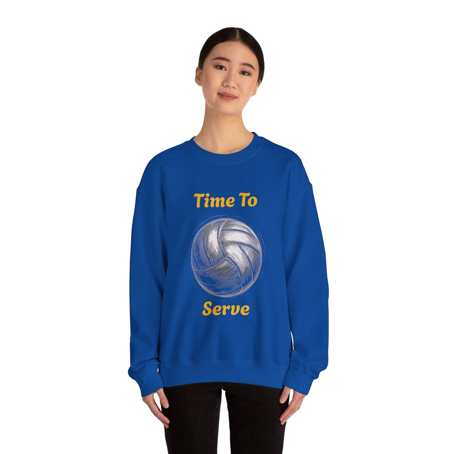 Volleyball Crewneck Sweatshirt - "Time to Serve"