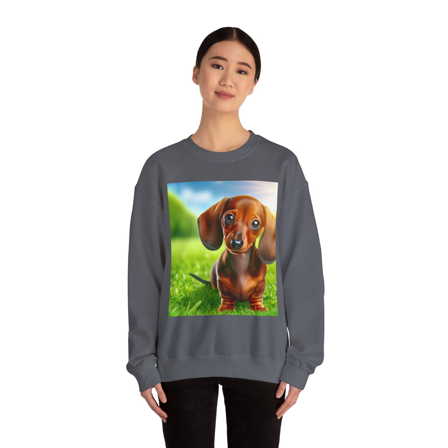 Cute Dachshund Graphic Sweatshirt, Dog Lover Gift, Cozy Pet Apparel, Casual Outfit, Warm Layering Sweatshirt