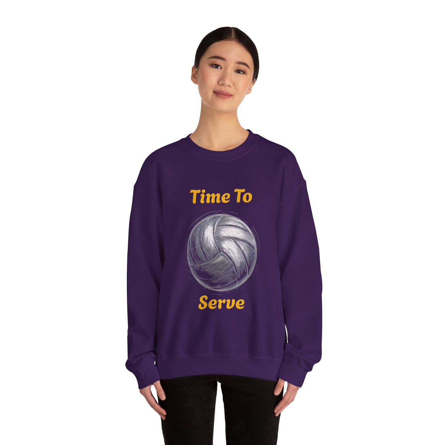 Volleyball Crewneck Sweatshirt - "Time to Serve"