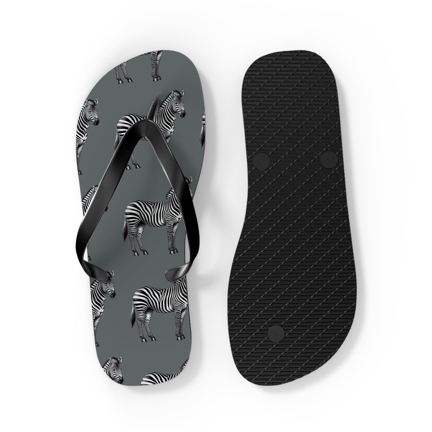 Zebra Flip Flops - Vibrant Purple Water Lily Design for Summer Vibes