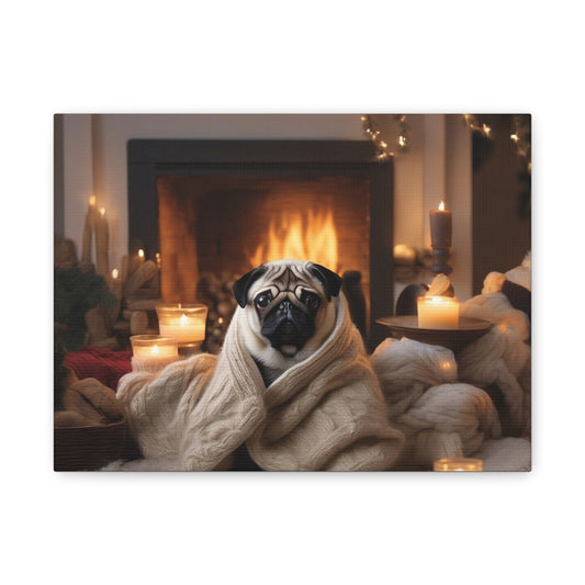 Pug Canvas Art, Cozy Wall Decor for Dog Lovers, Perfect Gift for Pet Owners and Christmas decoration, Home Sweet Home