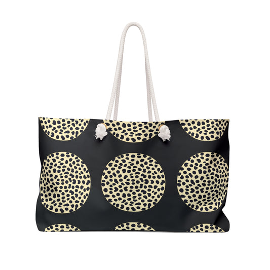 Black Polka Dot Cheetah Weekender Bag for Travel & Leisure