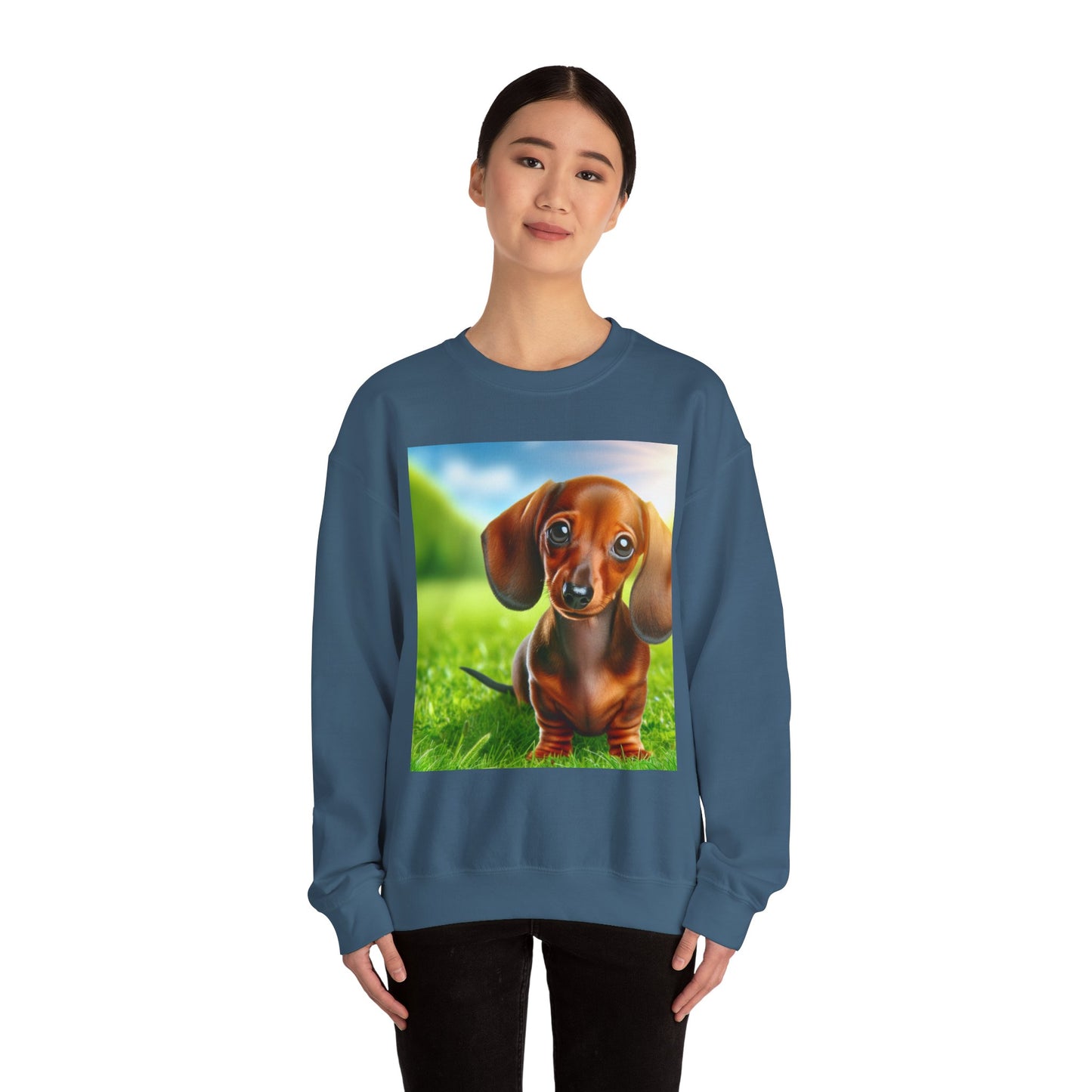 Cute Dachshund Graphic Sweatshirt, Dog Lover Gift, Cozy Pet Apparel, Casual Outfit, Warm Layering Sweatshirt