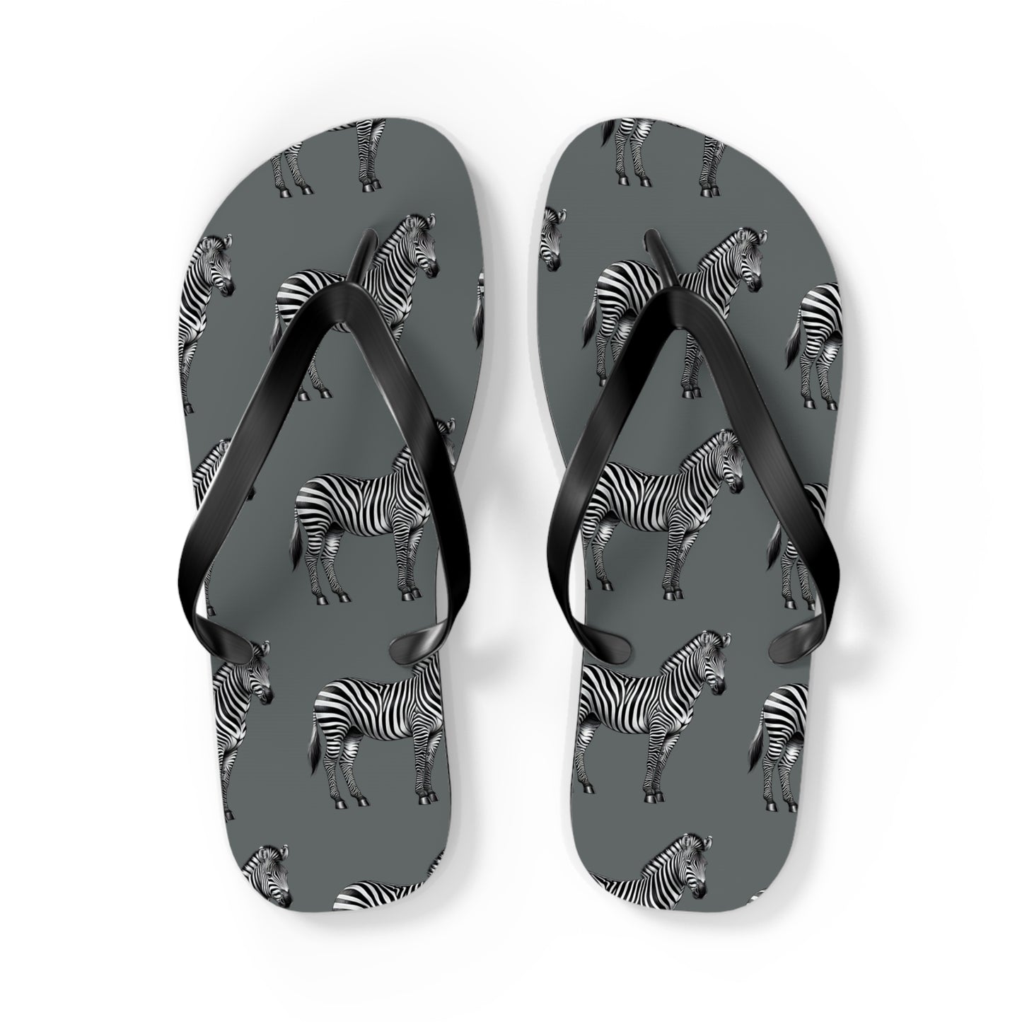 Zebra Flip Flops - Vibrant Purple Water Lily Design for Summer Vibes