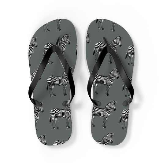 Zebra Flip Flops - Vibrant Purple Water Lily Design for Summer Vibes