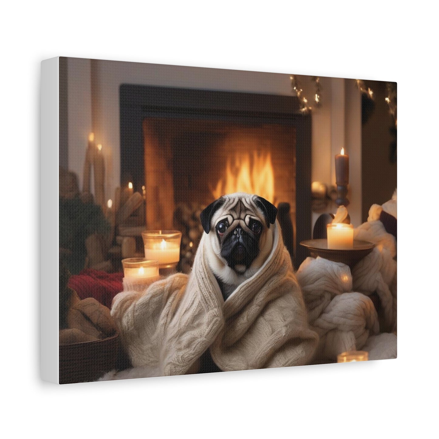 Pug Canvas Art, Cozy Wall Decor for Dog Lovers, Perfect Gift for Pet Owners and Christmas decoration, Home Sweet Home