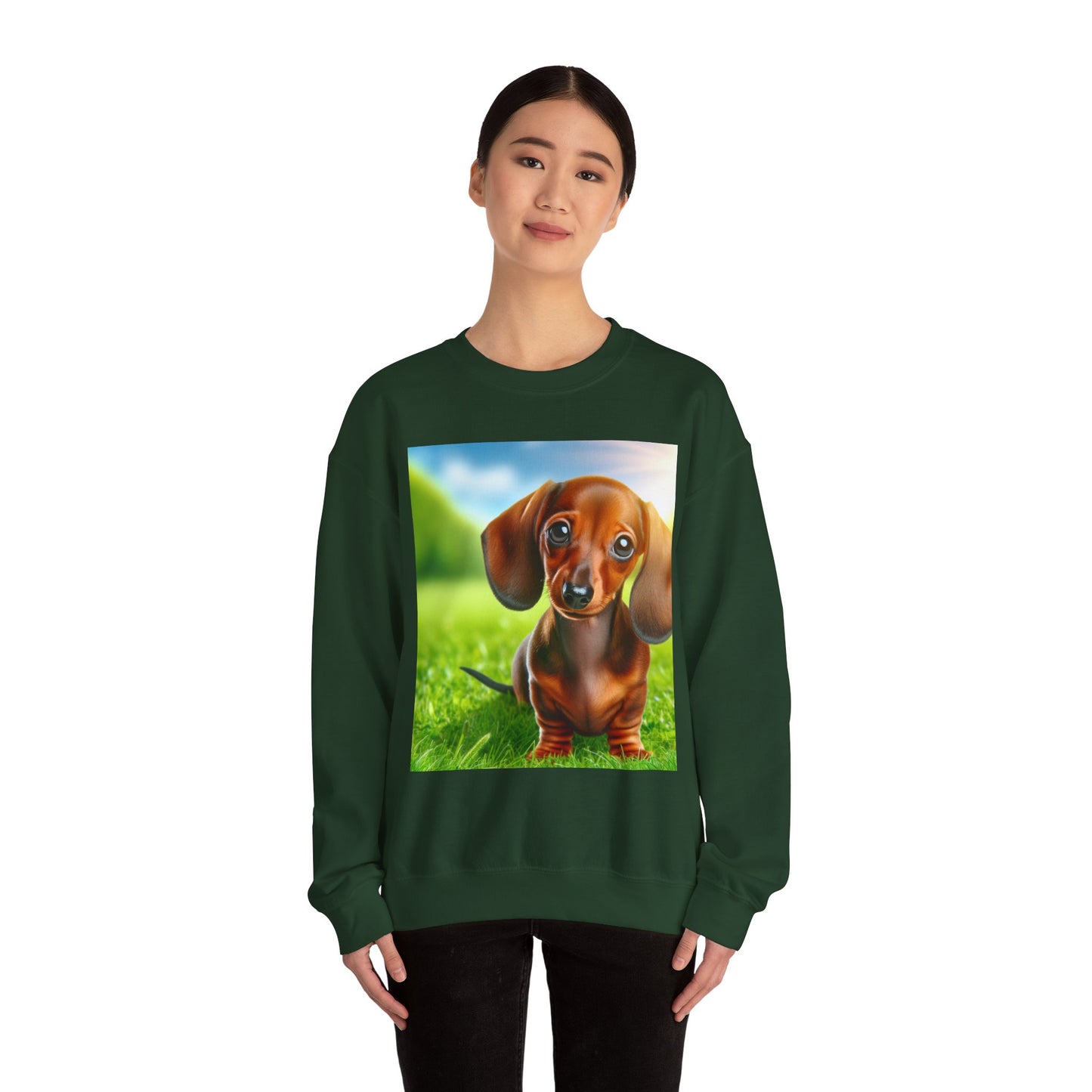 Cute Dachshund Graphic Sweatshirt, Dog Lover Gift, Cozy Pet Apparel, Casual Outfit, Warm Layering Sweatshirt