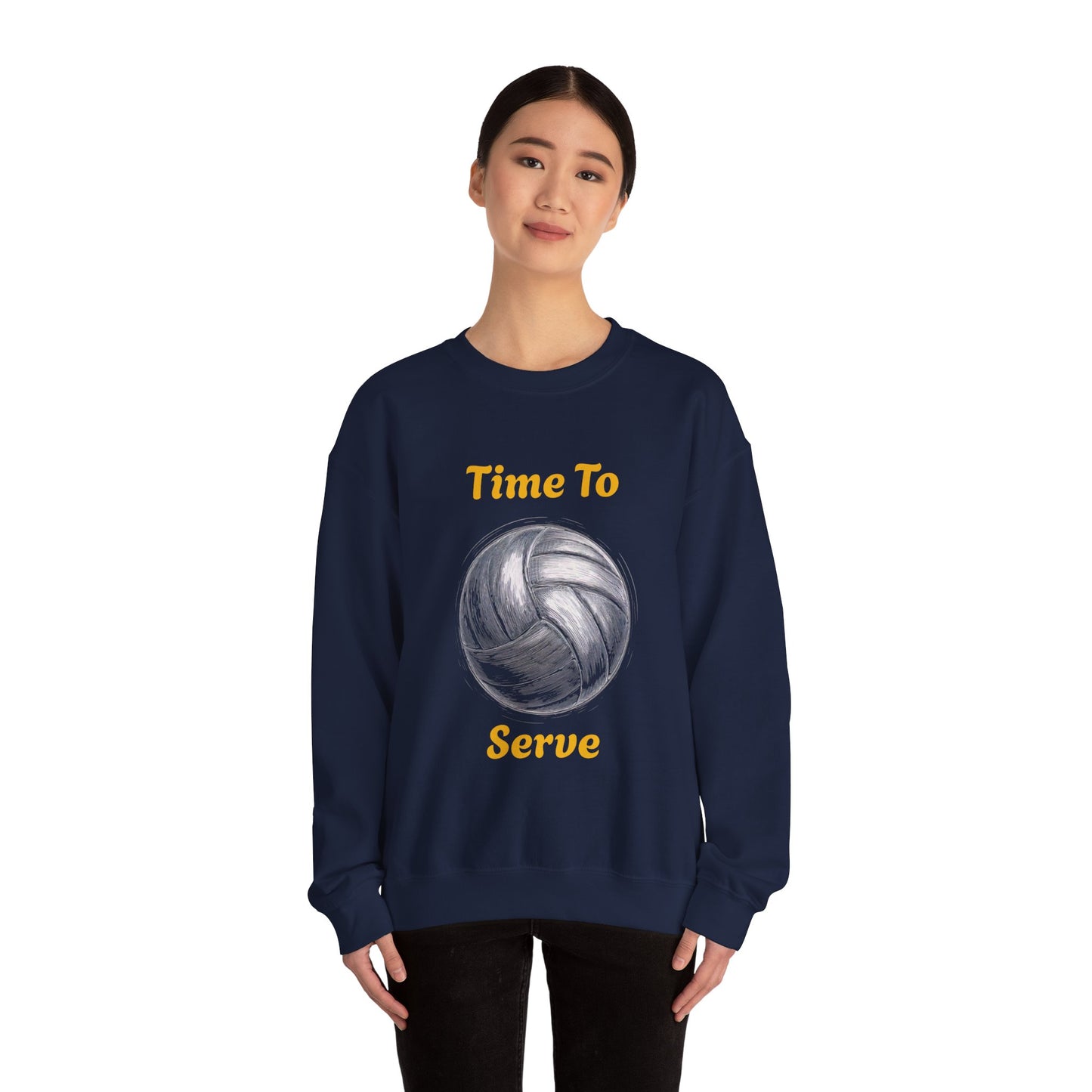 Volleyball Crewneck Sweatshirt - "Time to Serve"