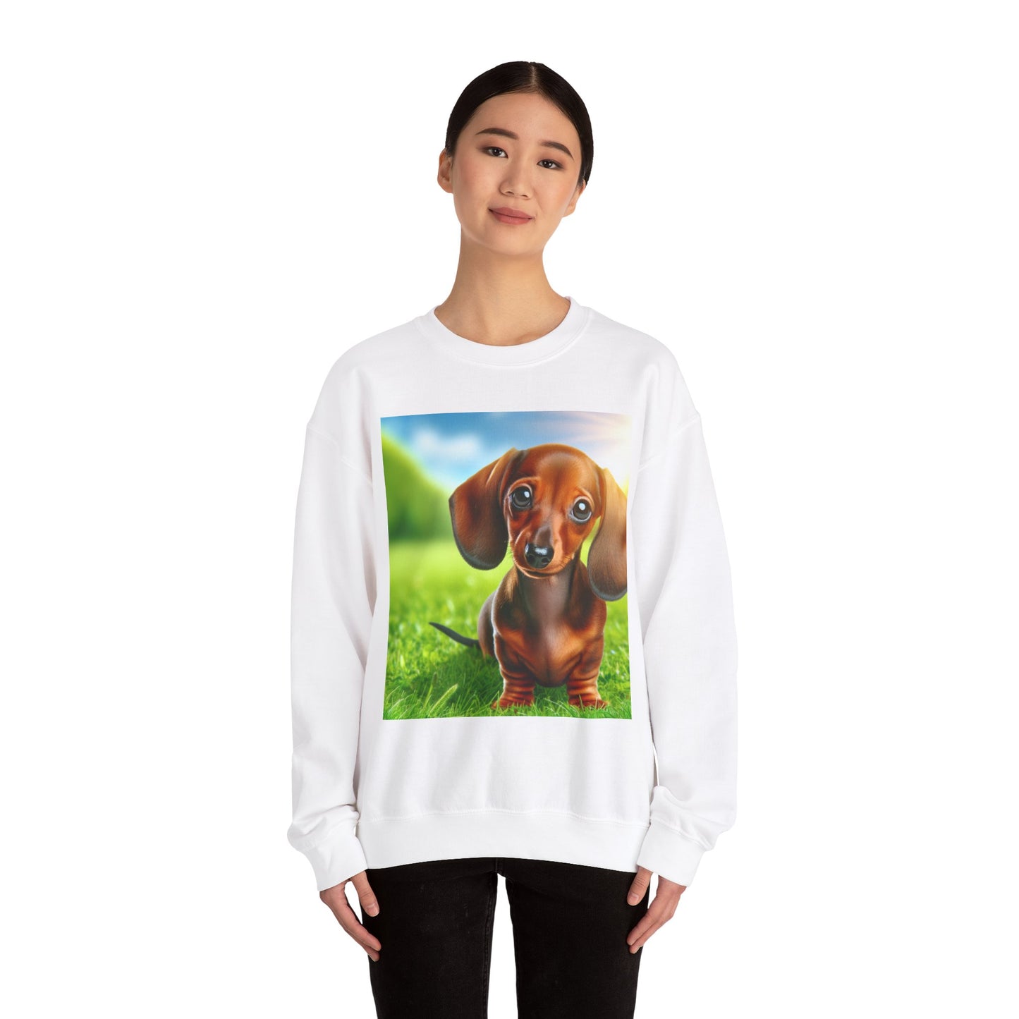 Cute Dachshund Graphic Sweatshirt, Dog Lover Gift, Cozy Pet Apparel, Casual Outfit, Warm Layering Sweatshirt